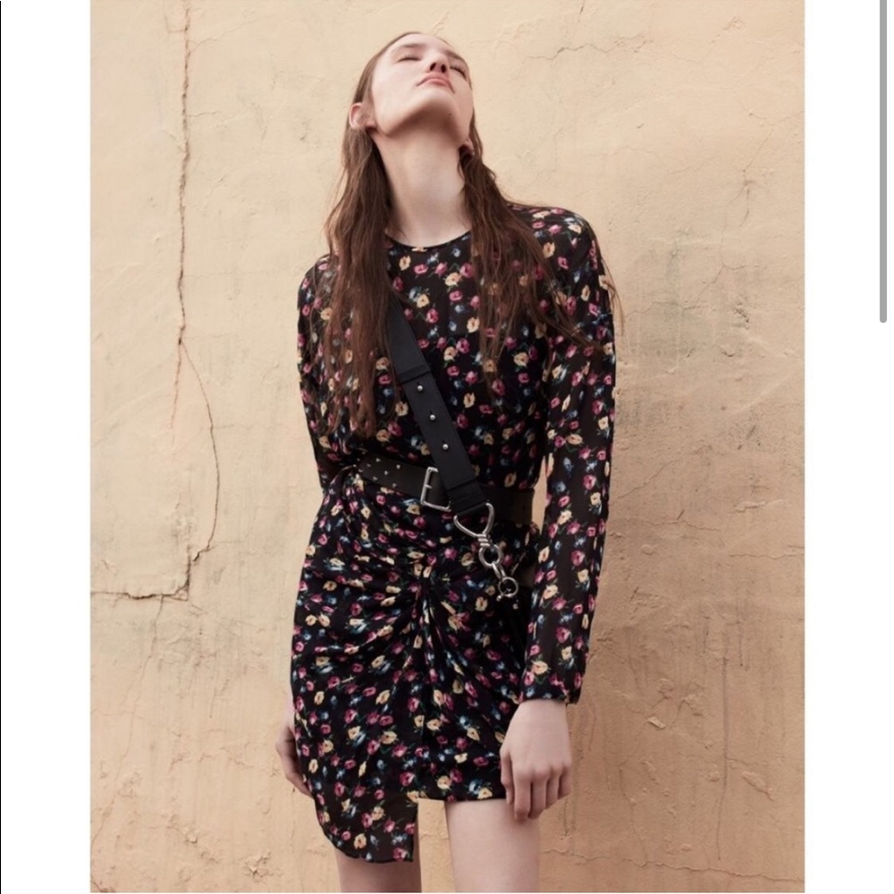 NWOT All Saints Floral long sleeves mini dress - Picture 3 of 6